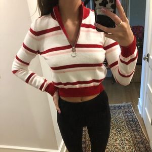 Stripped zip up pullover